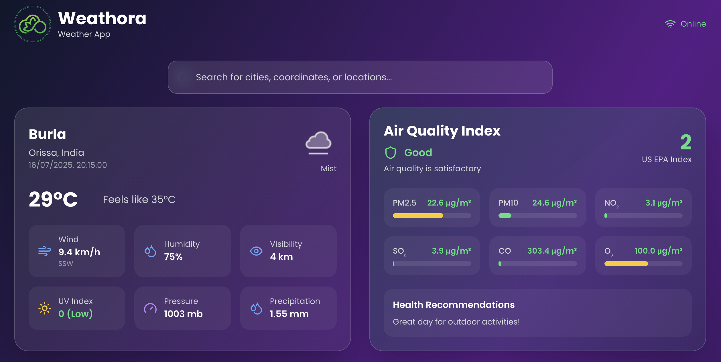 Weathora Weather App Preview